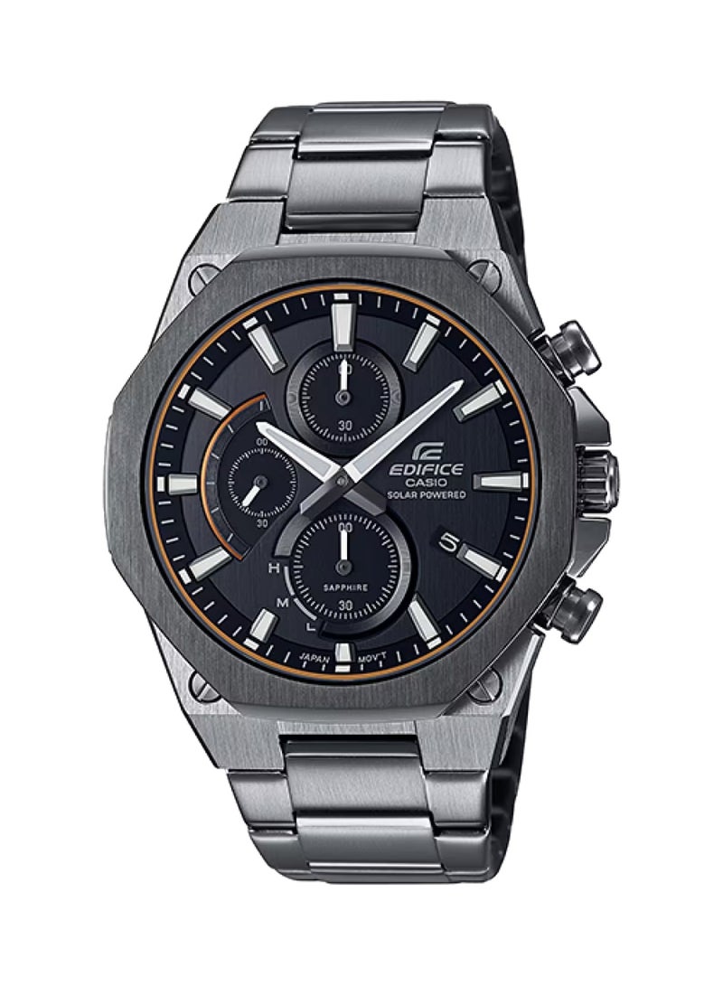 CASIO Edifice Solar Chronograph Men’s Watch EFS‑S570DC‑1A, 44 mm Black Dial, Gray Ion‑Plated Stainless Steel Bracelet, 100 m WR - Image 2
